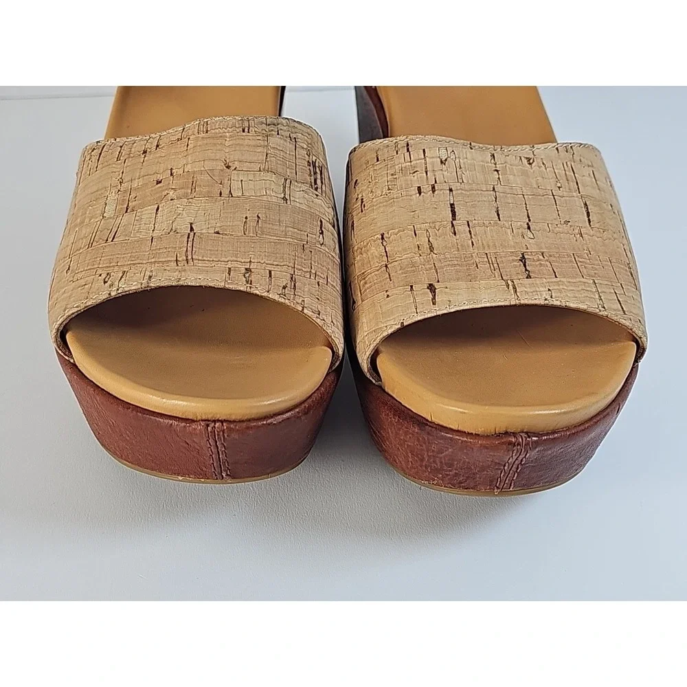 Kork‎ Ease Keirn Cork Leather Platform Wedge Sandal w/ Ankle Strap Sz 8M